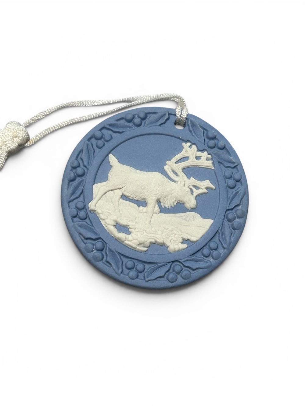 Wedgewood Blue Vintage Moose Christmas Ornament Made in England